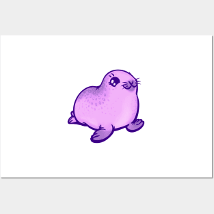 Purple Baby Ringed Seal the Animal Posters and Art